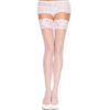 Lace top sheer thigh hi WHITE