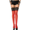 Classic Stockings With Black Lace Top - Rood