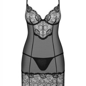 Alluria Negligee With Thong - Black