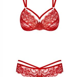 2 Piece Lace Bra Set - Red